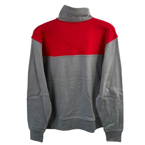 Pressbox Georgia Half-Zip Sweatshirt Size Small Red & Gray Cotton Blend - Picture 2 of 3